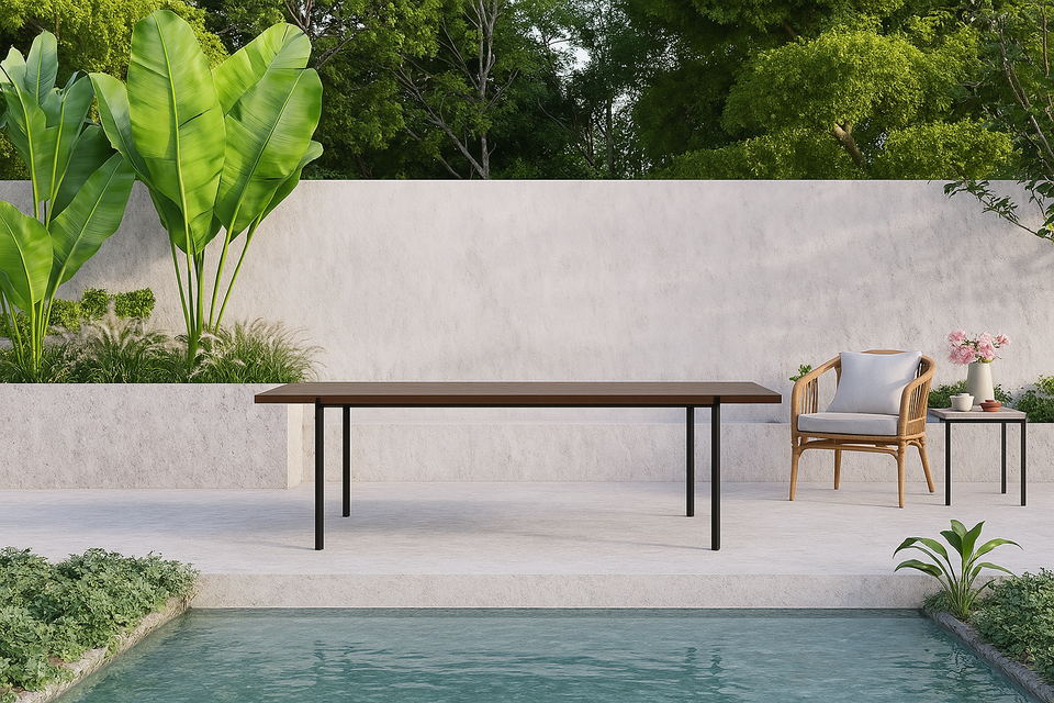 Rallonges coulissantes avec contraste visuel sur les grandes tables.