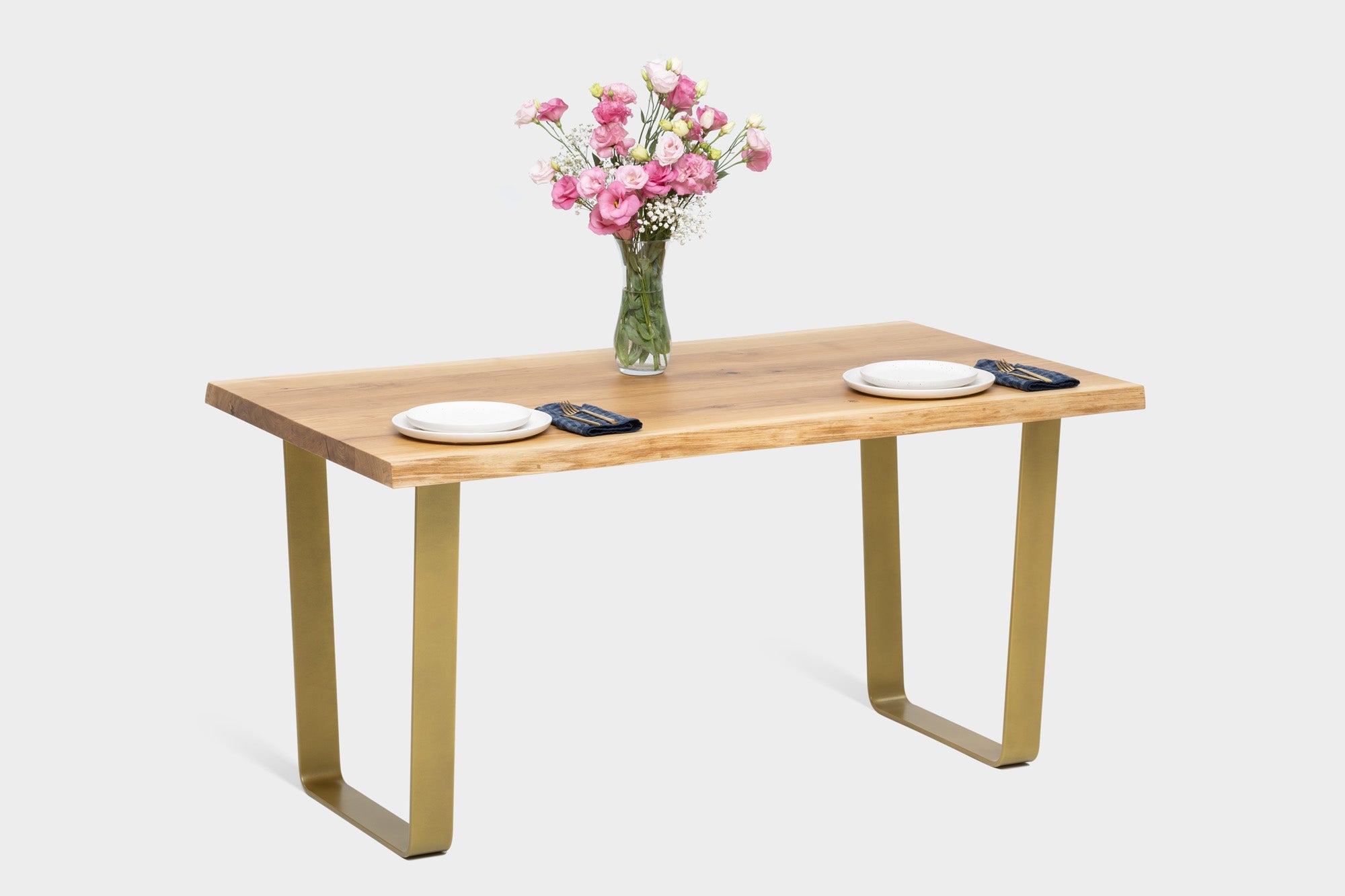 MILANO | Table à manger Live Edge avec plateau en chêne et pieds en acier