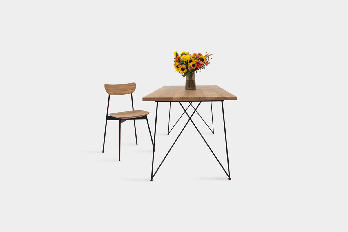 Bauhaus Walnut Dining Table on Metal Legs | AEMILIA-Hardman Design