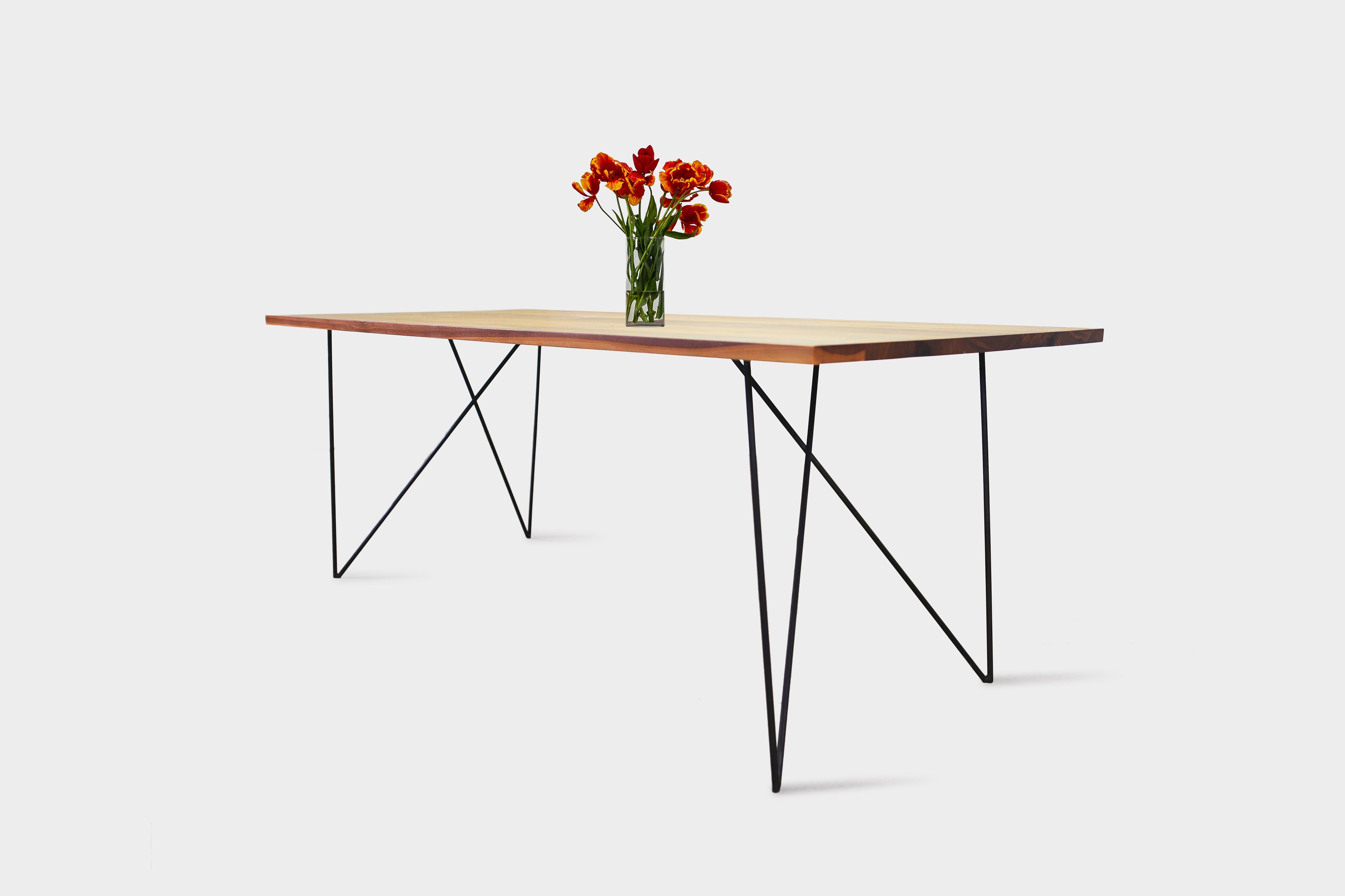 Bauhaus Walnut Dining Table on Metal Legs | AEMILIA-Hardman Design