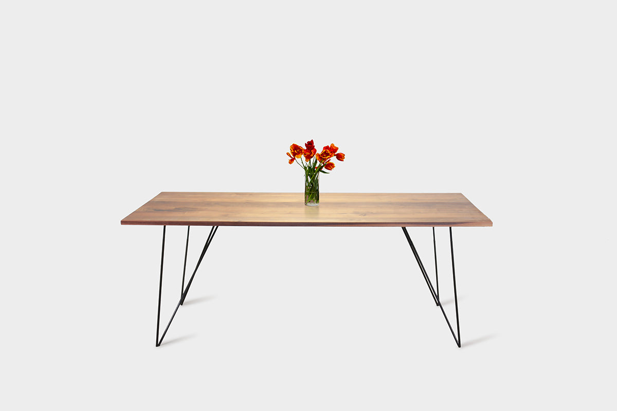 Bauhaus Walnut Dining Table on Metal Legs | AEMILIA-Hardman Design