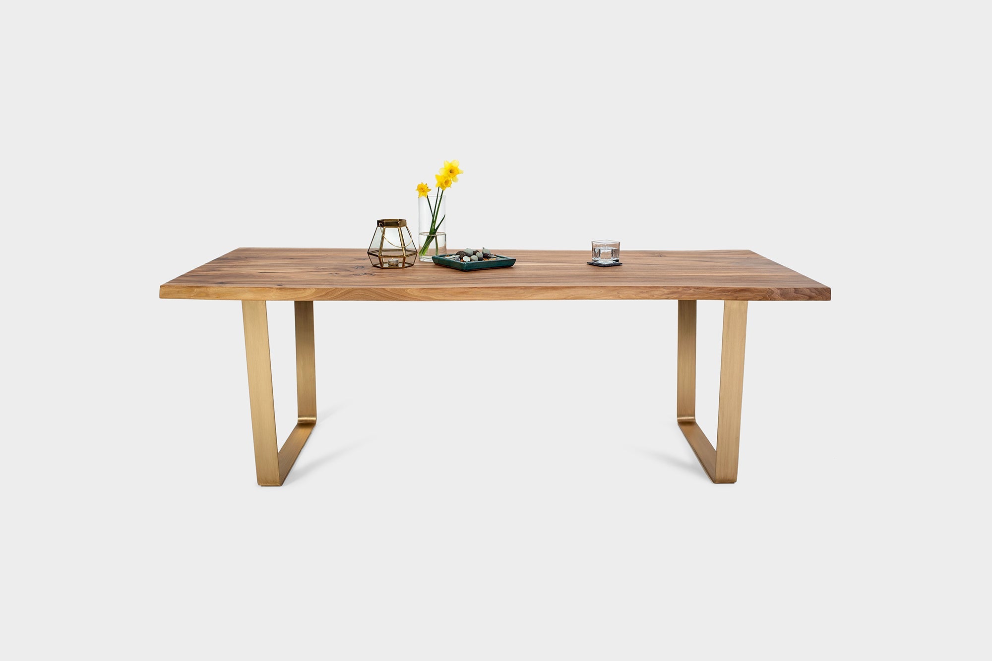 Walnut Dining Table on Brass U-Legs | MILANO-Hardman Design